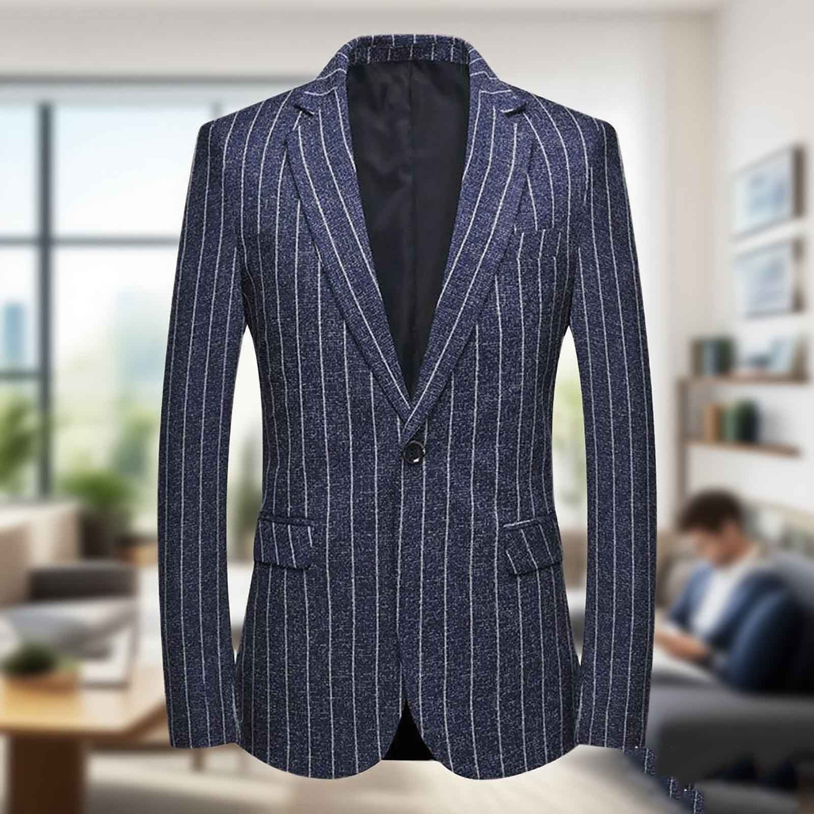 YLSDY Mens Striped Sport Coat  Slim Fit Pinstripe Blazer Suit Jacket ...