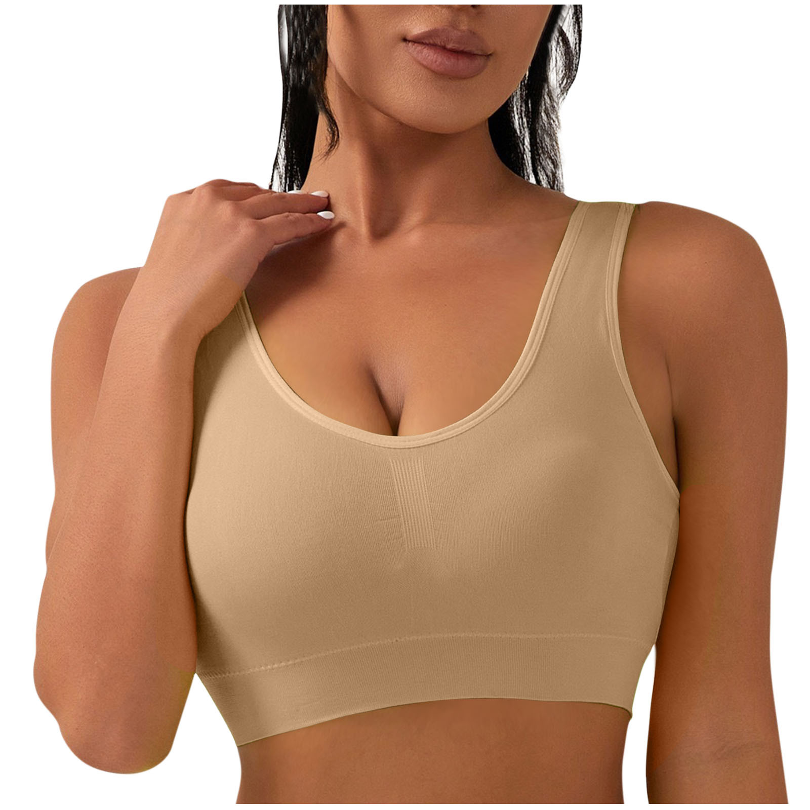 NewButterluxe Womens Ruched Sports Bra - Y Back Spaghetti Thin Strap Wireless Padded Yoga Crop Top