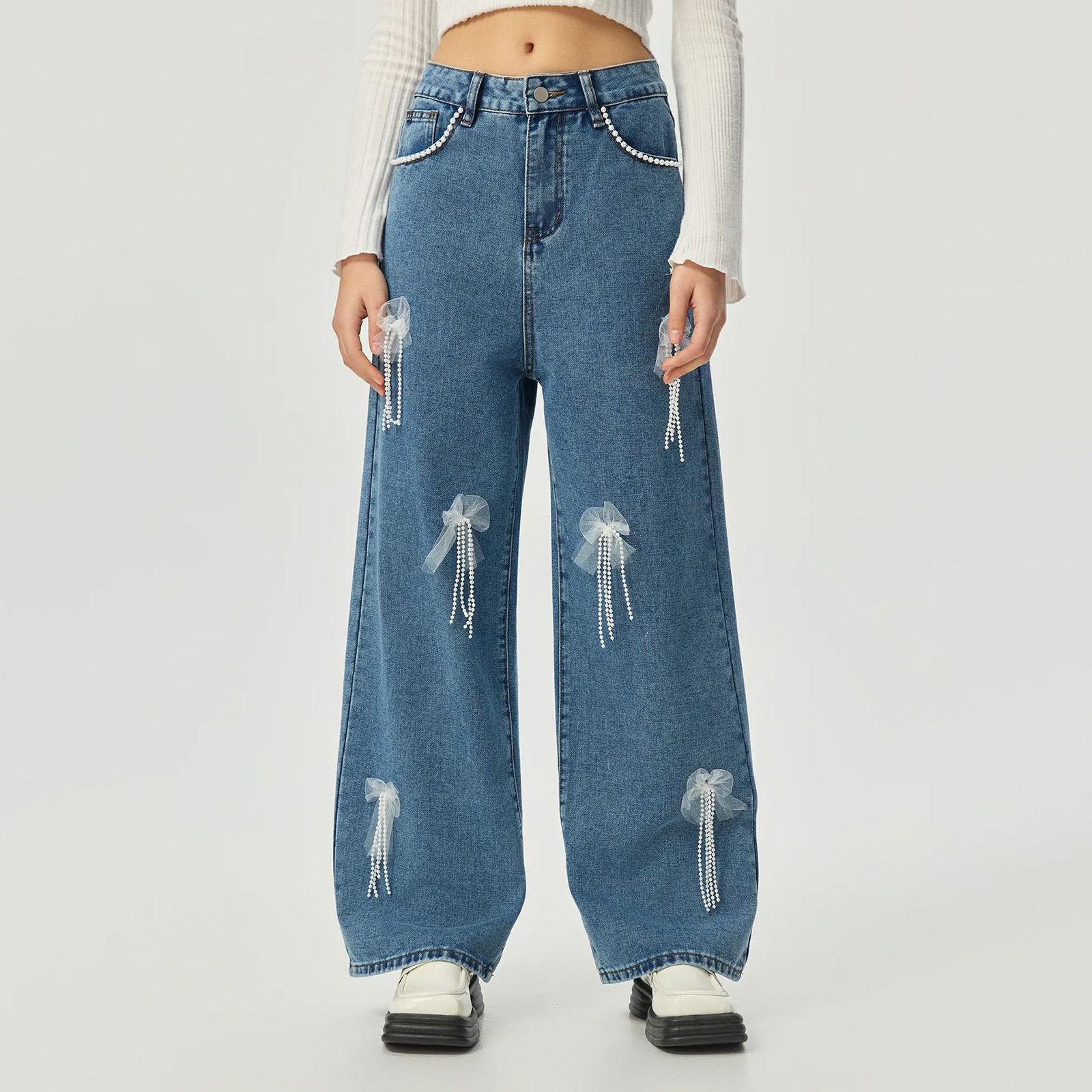 Olyvenn Women's Distressed Ripped Straight Leg Jeans High Waist