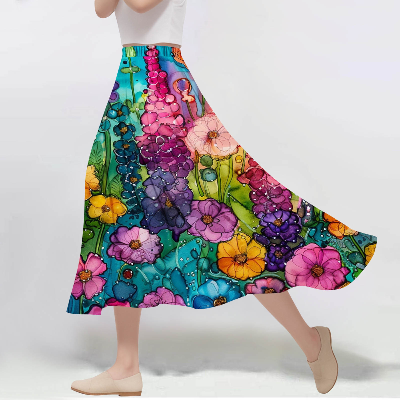 Women’s A-Line Floral Flowy Skirt With Button Front Summer Style main image 1