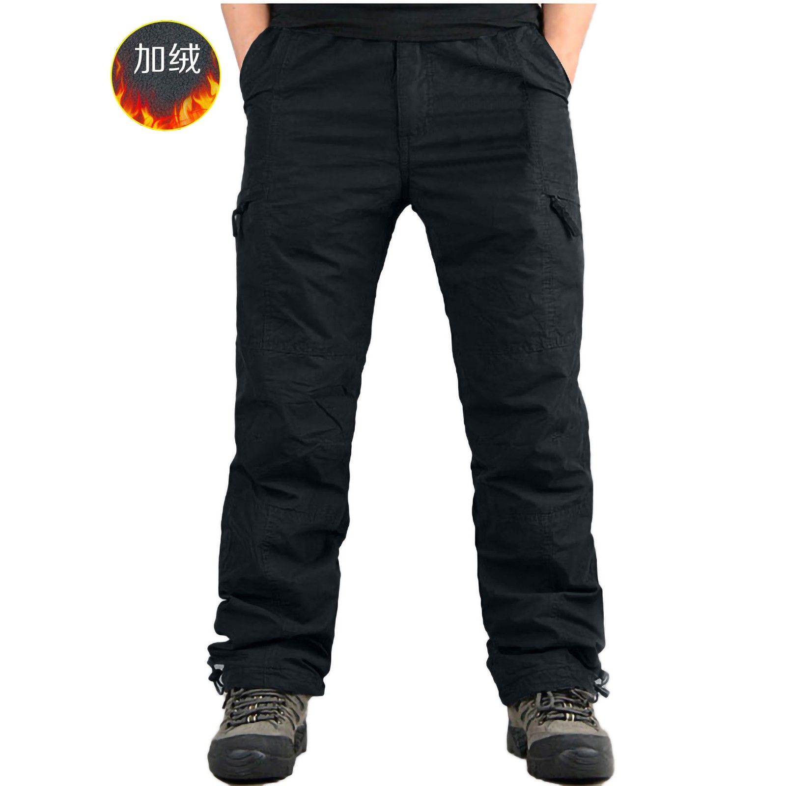bzkewj Fleece Cargo Pants for Men Sherpa Lined Straight Leg Cotton Work ...