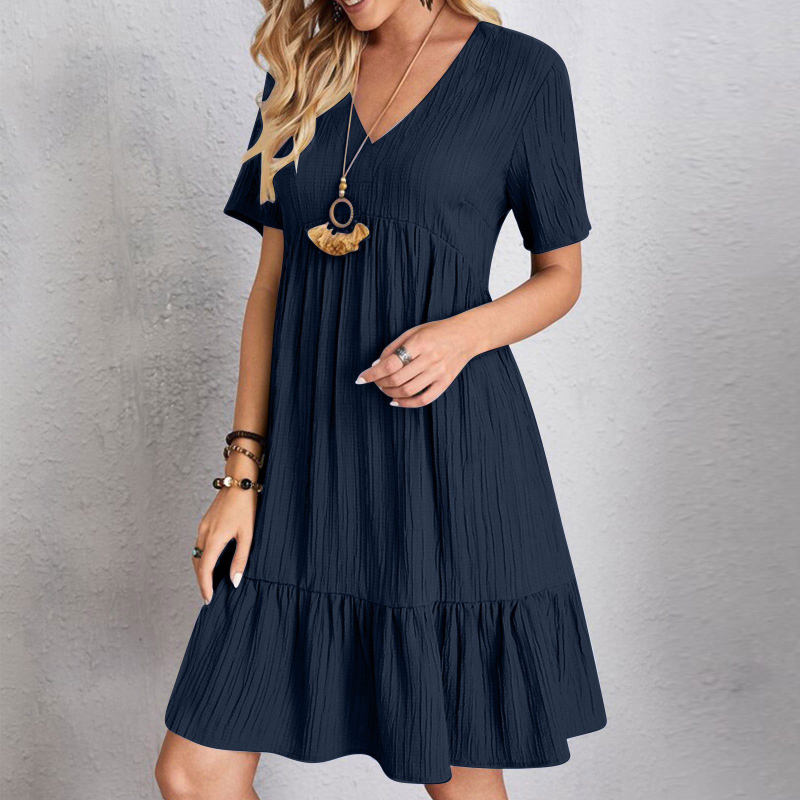 SMihono Summer Dresses for Women 2025 Vacation Short Sleeve V Neck Mini ...