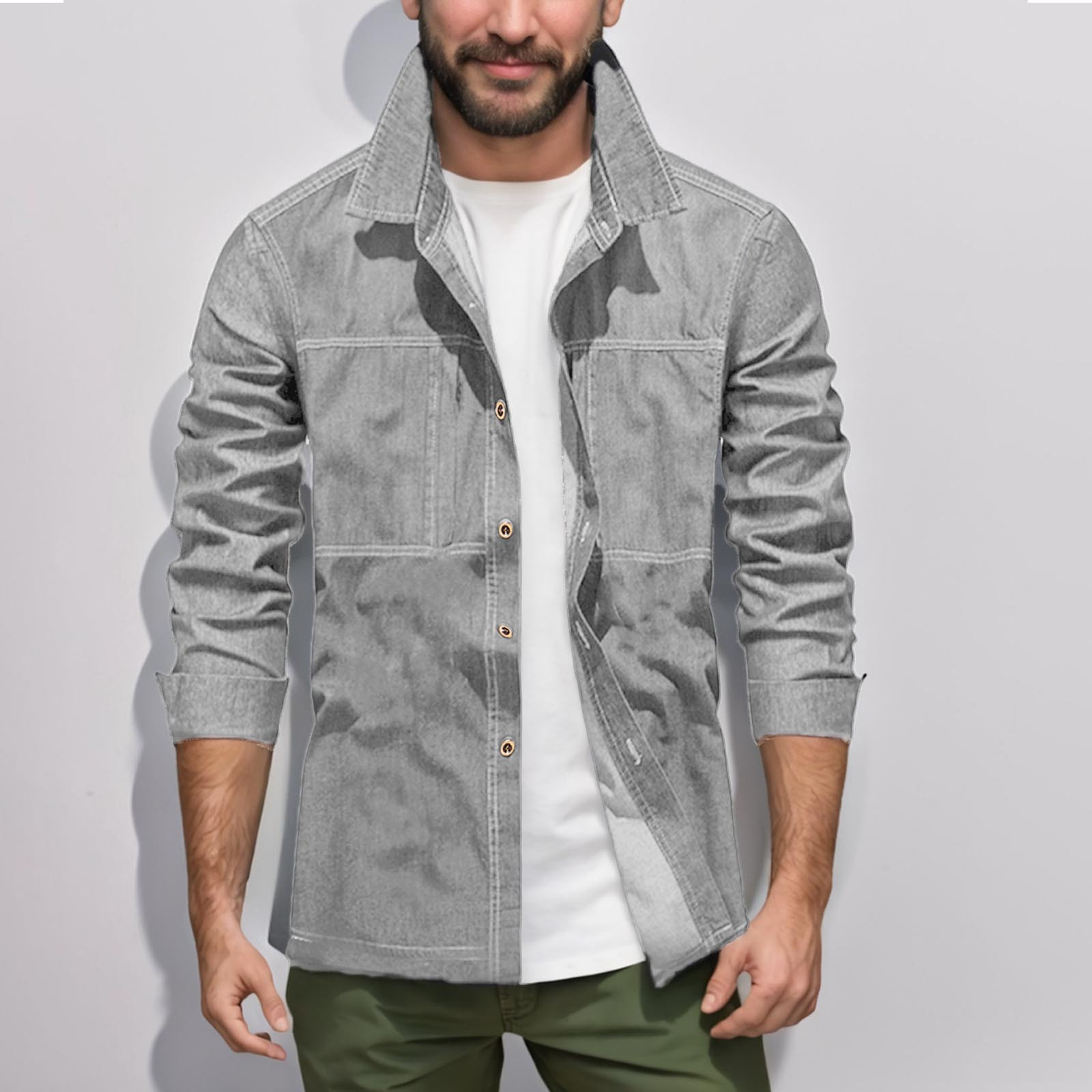 MEN'S ZIP POCKETS LIGHTWEIGHT SHIRT JACKET