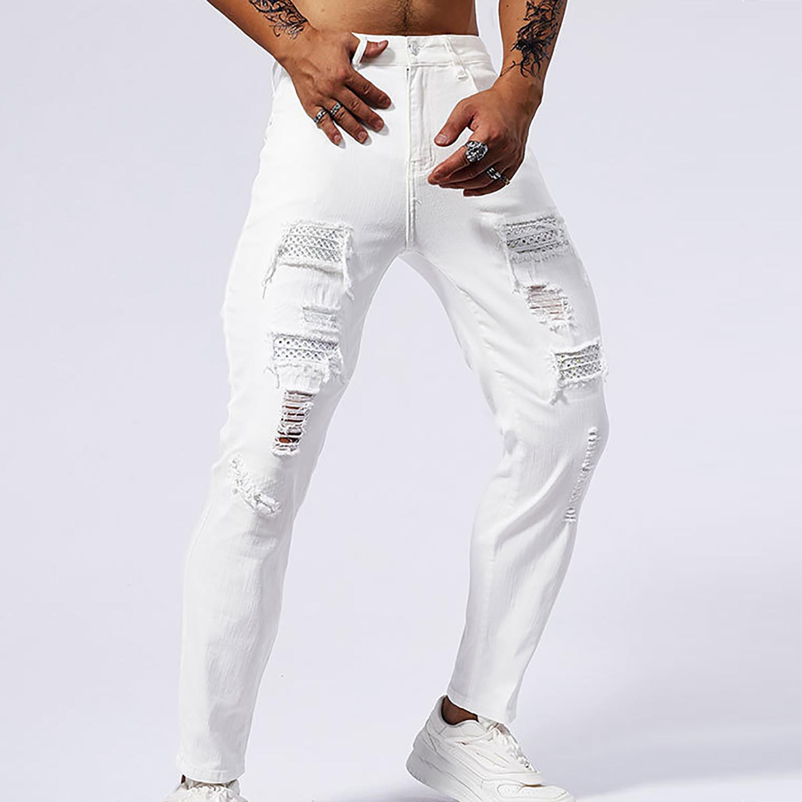 YLSDY Jeans for Men Vintage Classic Ripped High Waisted Y2k Pants Slim ...